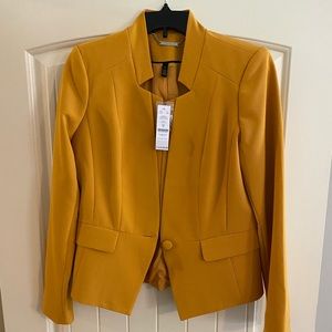 New WHBM Single Button Blazer in Honey Citrine